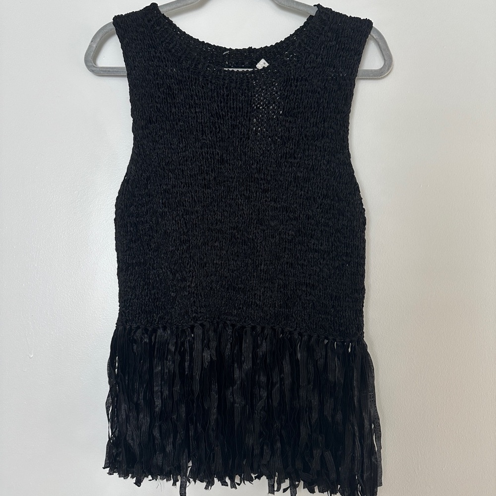 A.L.C. Black Fringe Top